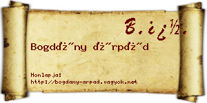 Bogdány Árpád névjegykártya