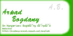 arpad bogdany business card